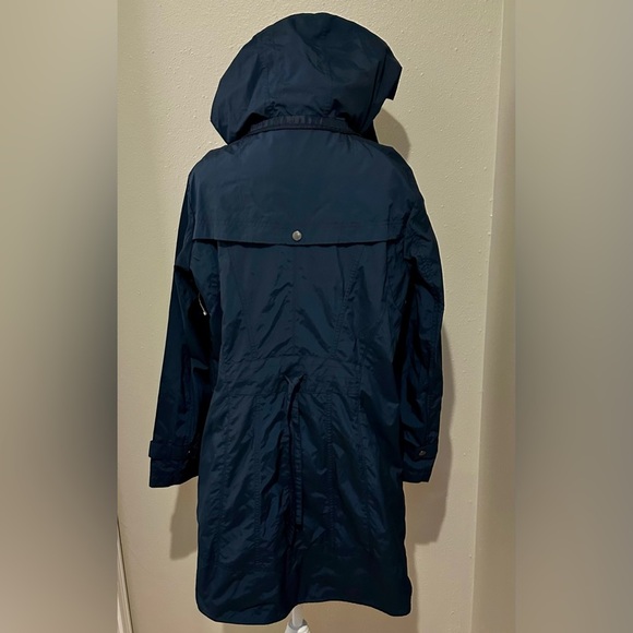 Cole Haan Navy Blue Hooded Multi Pocket Lightweight Trench Rain Coat Size L - Picture 3 of 11